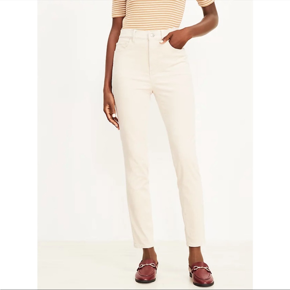 LOFT mis rise skinny white corduroy pant size 25